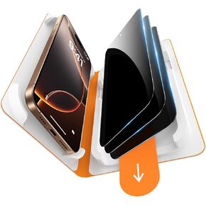 3-Pack Privacy Screen Protector for iPhone 16 Pro Max 6.9 Inch,Military-Grade Shatterproof Anti-Spy HD Tempered Glass with Installation Tray,Dust and Bubble Free ,9H Hardness,Anti - Fingerprint
