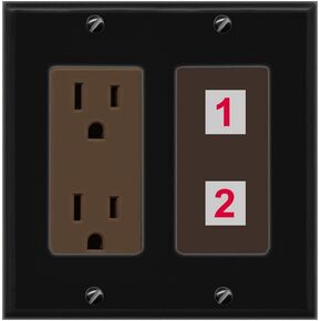 RiteAV Custom Wall Plate 2 Port, Rocker, Brown/Brown, Choose HDMI Coax 3.5mm Banana Cat5/6 Phone RCA Speaker Toslink USB