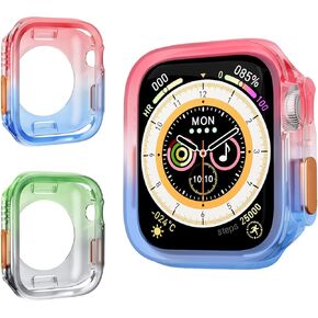 2 Pack Bumper Case for Apple Watch Case 44mm 45mm, Gradient Colour Soft TPU Shockproof Case Cover Bumper Protector for iWatch Series 4/5/6/se/7/8/9(No Screen Protector)