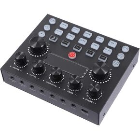 Milisten Portable Sound Card Led Light Electronic Tone Adjustments for Mobile Phone and Computer Live Streaming and Music Recording