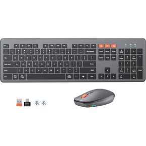 MEETION Bluetooth Keyboard and Mouse Wireless, Ultra Slim Multi-Device (USB+BT) Keyboard Mouse, Quiet Full Size Keyboard with Numeric Keypad, 1200-3200 DPI Mouse, for PC Desktop Tablet Laptop, Win/Mac