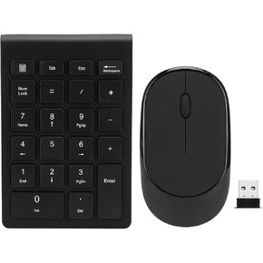 Wireless Number Pad and Mouse Combo, Portable Ultra Slim 2.4G 22-Key USB Wireless Numeric Keypad and Mouse Set for Notebook