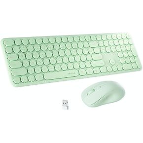 x UBOTIE Wireless Keyboard and Mouse Combo with 110 Round Keycaps, Power Switch, and Scissor-Switch Typing Feel – Ideal for Office Use(Purple Gradient)