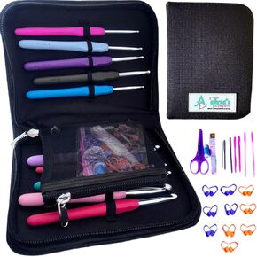 Athena’s Elements Crochet Hooks Set, 9 Piece Crochet Kit for Beginners Kids and Adults, Knitting and Crochet Supplies with Case, Ergonomic Hooks with Crochet Bag, 9 Hooks Size Knitting Needles Set in Kuwait