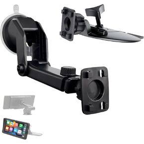 Carplay Screen Mount(2Pcs), Car CD Slot Mount and Suction Cup Mount, for (5"-12") Backup Camera Android Auto Screen Phone Holder with Universal 17mm Ball Adapte Windshield Dashboard Bracket