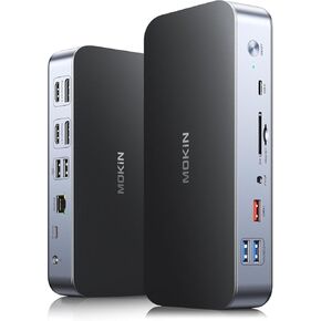 DisplayLink Laptop Docking Station Dual Monitor, USB C Dock with 120w Power, USBC Docking Station with 2 HDMI, 2 DisplayPort,2.5Gbps Ethernet,USB 3.1/3.0/2.0, SD/TF for MacBook Pro/Air/Dell/HP/Lenovo