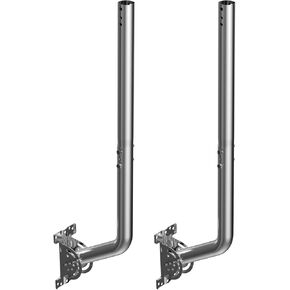 Mount Universal TV Atenna Pole Mount ، صاري الصلب J-Mount (1.38 '× 24' ') لجدار طويل ، طافس ، تصاعد على السطح ، حافة محور الحديد ، شملت أجهزة وأجهزة أسود (2 عبوة)