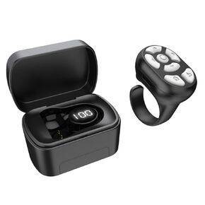 Moudoauer Fingertip Page Remote Page Turner Bluetooth Scroller Ring مع حالة شحن لقطع غيار الهاتف الذكي ب
