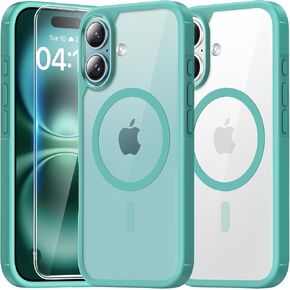 TAURI 3 in 1 for iPhone 16 Plus Case, Compatible with MagSafe [Not-Yellowing] with 2X Screen Protectors, Military-Grade Protection, Slim Magnetic Case for 16 Plus 6.7", Green