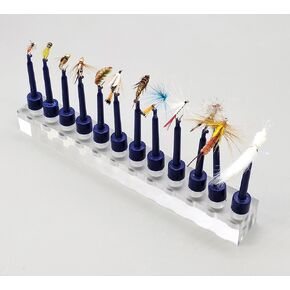 Pack of 12 Acrylic Fishing Flies Display Stand Fly Tying Lure Holder Hook Clips Storage New