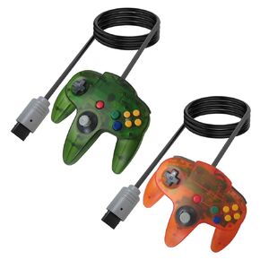 llololl bgbg Upgrade 2 Pack Classic Gamepad Joystick Controller for Nintendo 64 N64 Video Game Console, USB Wired Controller (Jungle Green and Orange)