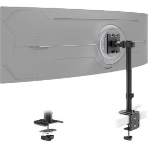 Compact VESA-Mounted Monitor Arm for Single Screen - Space-Saving Design with Swivel/Tilt/Rotation, Supports 49" Ultrawide Monitors up to 44 lbs (Black)