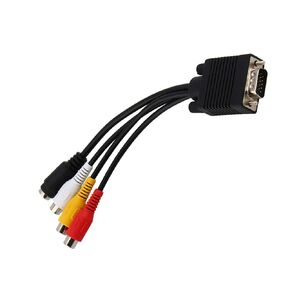 Dioche VGA to TV Adapter Cable with Composite & SVideo Connectors for PC and Laptop | 15-Pin Video Conversion Cable | Compatible with VGA Cards TVOut Function