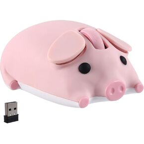 Wireless Bluetooth Mouse Cute Animal Pig Shape 2.4G & Bluetooth Dual Mode Computer Mice with USB Receiver Portable Compact 1200DPI Optical Cordless Mouse for Laptop iPad PC Chromebook Kids Gift(White)