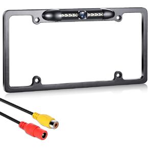 GLK Backup Camera, AHD 1080P License Plate Backup Camera, Night Vision Rear View Camera with 8 LEDs, Wide Angle IP69K Waterproof Reverse Rear Camera for 12-24V Car Vehicle SUV RV