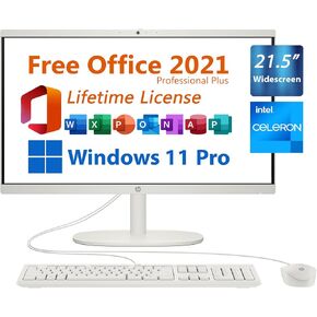 HP 2024 All-in-One Desktop, 21.5" FHD, Free Microsoft Office 2021 with Lifetime License, Intel 2-Core Celeron J4025 2GHz, 8GB DDR4, 512B PCIe SSD, Ethernet, USB-C, Bluetooth, WiFi-6, Windows 11 Pro