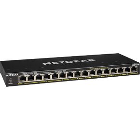 NETGEAR 16-Port Gigabit Ethernet Unmanaged PoE+ Switch (GS316PP) - with 16 x PoE+ @ 183W, Desktop/Rackmount/Wallmount, Sturdy Metal (GS316PP-100) (Renewed)