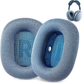 تم ترقية منصات AirPods البديلة Max Ear Cushions متوافقة مع سماعات Apple Airpods Max (Sky Blue). شبكة مبطنة بالسيليكون/رغوة عالية الكثافة/مغناطيس قوي
