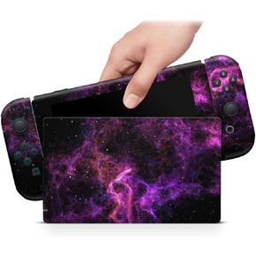 ZOOMHITSKINS Compatible with Switch Skin Cover Heavens Solar System Galaxy Sky Universe Stars Cosmos Outer Space Purple 3M Vinyl Decal Sticker Wrap, Made in The USA