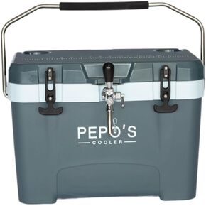 Pepos Cooler - Premium Dual Mini Keg Cooler with Tap System - Keep Your Beer Chilled & Ready to Pour - Ideal for Home Bars & Parties, Gray - 45 Qt