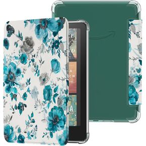 Famavala Transparent Case for 7" Amazon Kindle Paperwhite Signature Edition (12th Generation, 2024 Release) and Kindle Colorsoft Signature Edition (1st Gen) (Blue Floral)