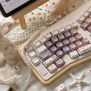 Cute Puppy Keycap Set 150 PBT Compatible with Mechanical Keyboards 61 64 80 104 108(Cherry)