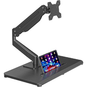 suptek Single Monitor Mount Gas Spring Arm Mount with Base,Free Standing Pneumatic Height Adjustable Monitor Desk Stand for 17 to 32 inch,Holds up to 22 lbs,Black(ML8C)