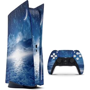 Vivid Blue Falling Stars in The Night Sky Full-Body Cover Wrap Decal Skin-Kit Compatible with Sony Playstation 3 Console + Controller