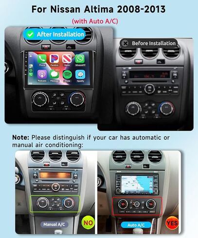 8-core 2G+64G Android Car Radio for Nissan Altima 2008 2009 2010 2011 2012, Wireless Carplay Android Auto Car Stereo, 9" IPS Touchscreen with WiFi, GPS, Bluetooth,FM/RDS, 32EQ DSP, Rear Camera in Saudi Arabia