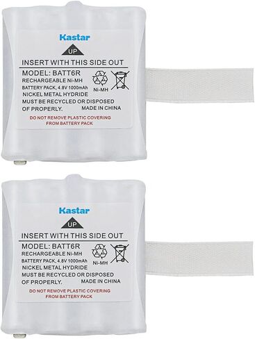 KASTAR 2-PACK BATT6R بطارية 4.8 فولت 1000 مللي أمبير في الساعة استبدال Midland Batt-6R ، Batt6R ، AVP-8 ، AVP8 ، LXT-112 ، LXT112 ، LXT-276 ، LXT276 ، LXT-300 ، LXT-314 ، LXT-317 ، LXT-318 ، LXT-319 ، LXT-320 ، LXT-322 ، LXT-322 ، LXT-320 ، LXT-323 in Kuwait