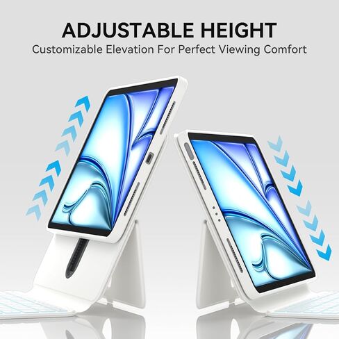 Keyboard Case for iPad Air 13"(M3 2025/M2 2024)& Pro 12.9" (6th/5th/4th/3rd Gen)- Height Adjustable, Multi-Touch Trackpad, 360° Rotatable, Magnetic Detachable Clear Back,7-Color Backlit, Black in Saudi Arabia