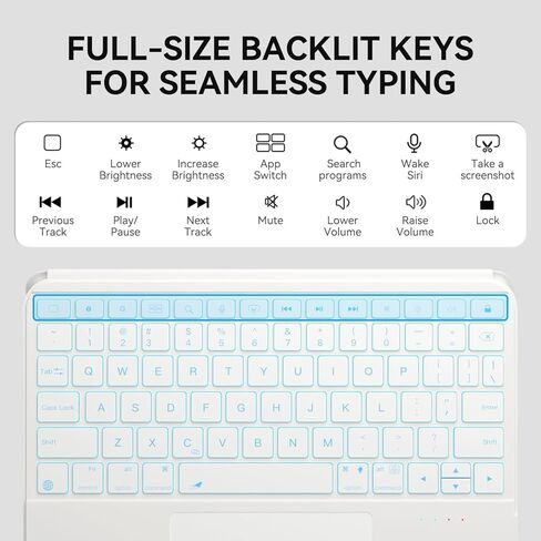 Keyboard Case for iPad Air 13"(M3 2025/M2 2024)& Pro 12.9" (6th/5th/4th/3rd Gen)- Height Adjustable, Multi-Touch Trackpad, 360° Rotatable, Magnetic Detachable Clear Back,7-Color Backlit, Black in Saudi Arabia