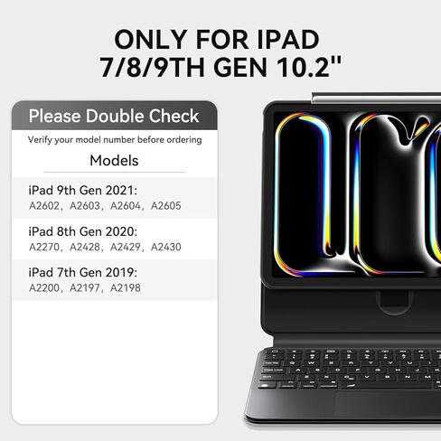 حالة لوحة المفاتيح اللاسلكية لـ iPad Pro12.9-in (1-4 Gen) و iPad Air 13-In. (M3/M2) ، 360 ° Dotting Folio Folio Case w/touchpad ، مفاتيح الإضاءة الخلفية ، حامل قلم رصاص ، لوحة مفاتيح على طراز الكمبيوتر المحمول ، أبيض in Kuwait