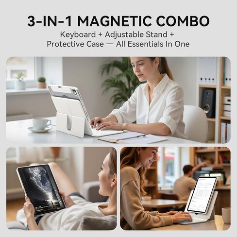 Keyboard Case for iPad Air 13"(M3 2025/M2 2024)& Pro 12.9" (6th/5th/4th/3rd Gen)- Height Adjustable, Multi-Touch Trackpad, 360° Rotatable, Magnetic Detachable Clear Back,7-Color Backlit, Black in Saudi Arabia