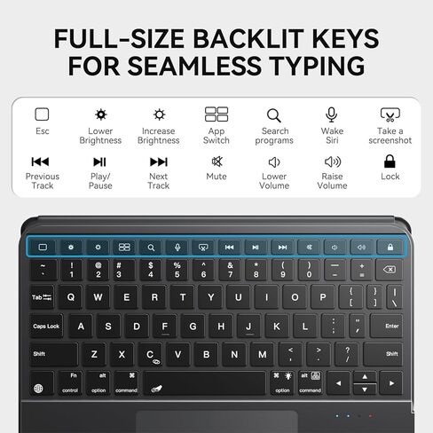 حالة لوحة المفاتيح اللاسلكية لـ iPad Pro12.9-in (1-4 Gen) و iPad Air 13-In. (M3/M2) ، 360 ° Dotting Folio Folio Case w/touchpad ، مفاتيح الإضاءة الخلفية ، حامل قلم رصاص ، لوحة مفاتيح على طراز الكمبيوتر المحمول ، أبيض in Kuwait