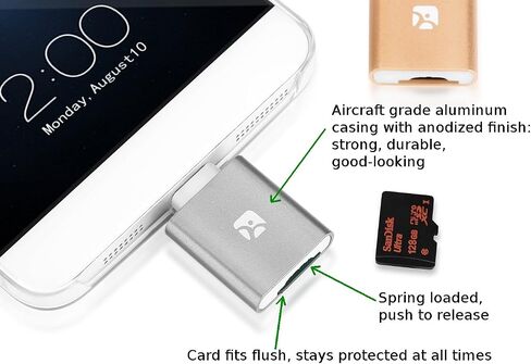 Dash Micro G3 MicroSD Reader Type-C, Silver, for Samsung Galaxy s20/10/9/8/7 Note 20/9/8/7, Google Pixel (Gold) (Silver) in Saudi Arabia