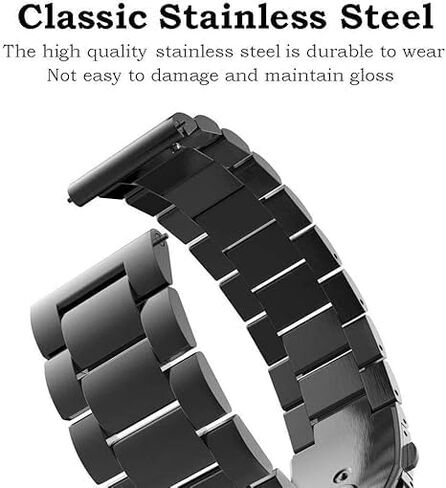 Miimall Metal Band for Garmin Vivoactive 6/5/3, Forerunner 55/165/570 42mm, Venu/Venu Sq/2 Plus, 20mm Women Men Solid Strap Stainless Steel Bracelet for Vivomove Sport/Trend/Luxe, Approach S12/S50 in Saudi Arabia