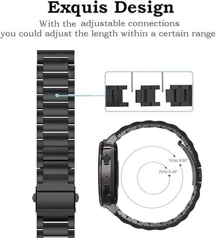 Miimall Metal Band for Garmin Vivoactive 6/5/3, Forerunner 55/165/570 42mm, Venu/Venu Sq/2 Plus, 20mm Women Men Solid Strap Stainless Steel Bracelet for Vivomove Sport/Trend/Luxe, Approach S12/S50 in Saudi Arabia
