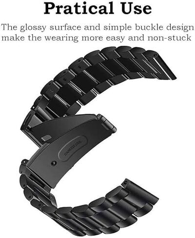Miimall Metal Band for Garmin Vivoactive 6/5/3, Forerunner 55/165/570 42mm, Venu/Venu Sq/2 Plus, 20mm Women Men Solid Strap Stainless Steel Bracelet for Vivomove Sport/Trend/Luxe, Approach S12/S50 in Saudi Arabia