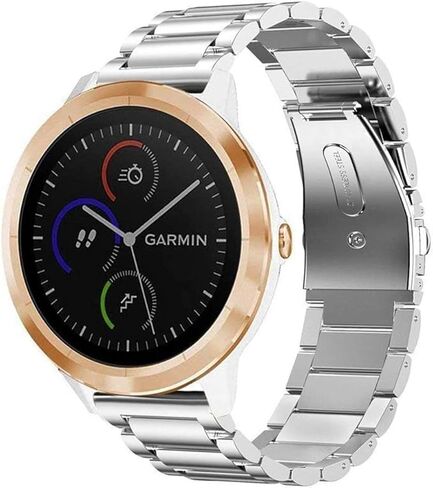 Miimall Metal Band for Garmin Vivoactive 6/5/3, Forerunner 55/165/570 42mm, Venu/Venu Sq/2 Plus, 20mm Women Men Solid Strap Stainless Steel Bracelet for Vivomove Sport/Trend/Luxe, Approach S12/S50 in Saudi Arabia