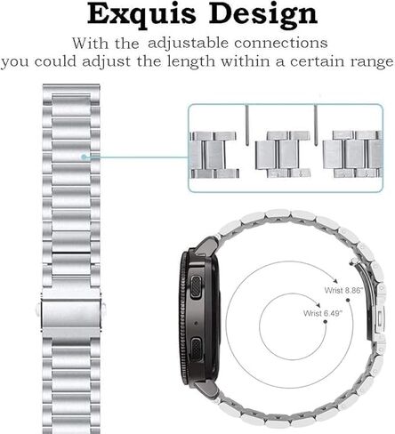 Miimall Metal Band for Garmin Vivoactive 6/5/3, Forerunner 55/165/570 42mm, Venu/Venu Sq/2 Plus, 20mm Women Men Solid Strap Stainless Steel Bracelet for Vivomove Sport/Trend/Luxe, Approach S12/S50 in Saudi Arabia