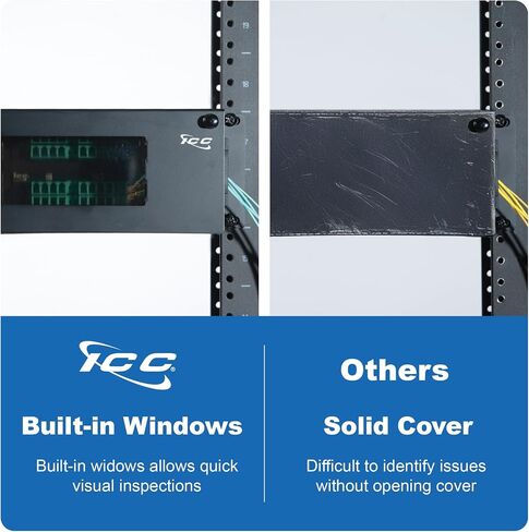 ICC 2U Fiber Optic Rack Mount Enclosure with Staggered Mounting Slots - 8 Slots for ICC Adapter Panels or Cassettes (Sold Separately), Supports up to 192 Fibers, Fits 19-Inch Racks, ICFORE82RM in Kuwait