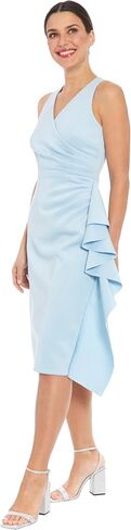 London Times Sleeveless V-Neck Cascade Ruffle Detail | Cocktail Dresses for Women in Saudi Arabia