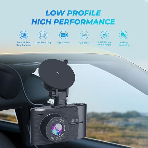 UHD 4K Dual Channel Dash Cam STARVIS CMOS Sensor,4K+1080p Dash Cam Front and Rear 170°Wide Angle Build-in Wi-Fi GPS G-Sensor WDR Parking Surveillance,Dash Camera with 3 inches IPS Screen WDR in Saudi Arabia
