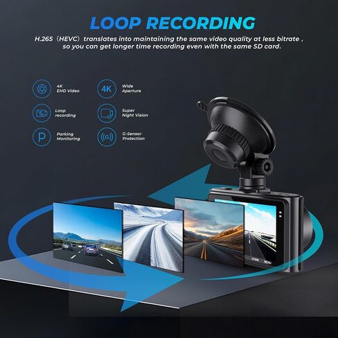 UHD 4K Dual Channel Dash Cam STARVIS CMOS Sensor,4K+1080p Dash Cam Front and Rear 170°Wide Angle Build-in Wi-Fi GPS G-Sensor WDR Parking Surveillance,Dash Camera with 3 inches IPS Screen WDR in Saudi Arabia