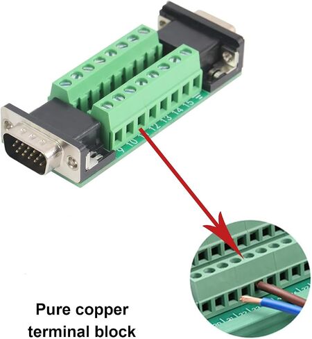2PCS VGA 3Row 15Pin Male to Female Breakout Board, RS232 D-SUB Serial to 15pin Serial Solderless Port Terminal Gender Changer Connector in Saudi Arabia
