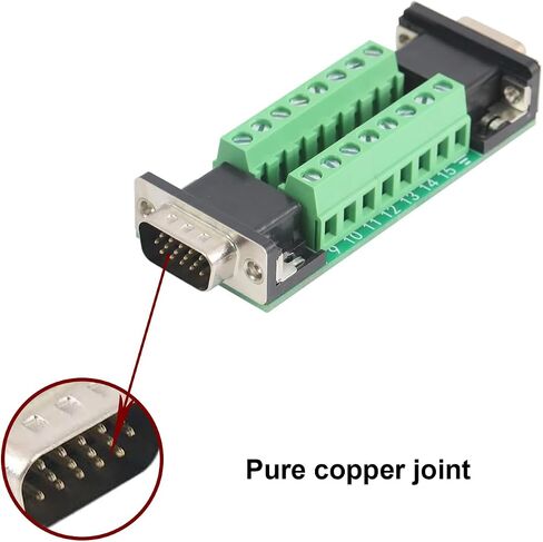 2PCS VGA 3Row 15Pin Male to Female Breakout Board, RS232 D-SUB Serial to 15pin Serial Solderless Port Terminal Gender Changer Connector in Saudi Arabia