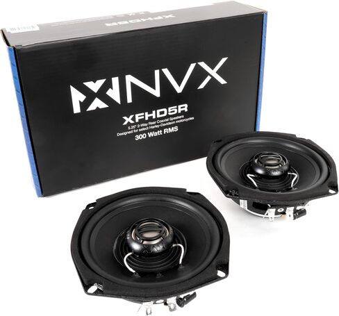 NVX® XFHD5F ​​5.25 "600W Peak (300W RMS) 2-OHM مكبرات صوت دراجة نارية FAIRING مع مكبرات صوت من التيتانيوم 1" ، مقاوم للماء ، ترقية التوصيل والتشغيل المتوافقة مع Harley-Davidson Touring 1998-2013 (زوج) in Saudi Arabia