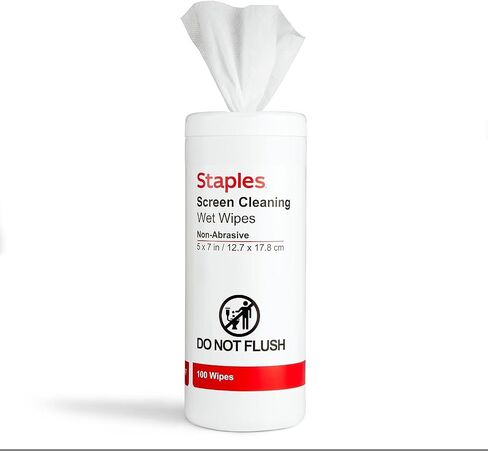 مناديل تنظيف شاشة Staples ، 100/حوض (ST61847) in Saudi Arabia