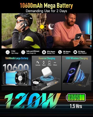 Ulefone Armor 28 Pro 5g Ai Progged Phone ، 32GB+512GB/2TB التوسع ، MTK DIMNYSERSS 7300 ، 6.67 "شاشة مزدوجة AMLOD ، 64 ميجابكسل+50 ميجابكسل+50 ميجابكسل كاميرا حقيقية ، 10600mAh/120W in Kuwait